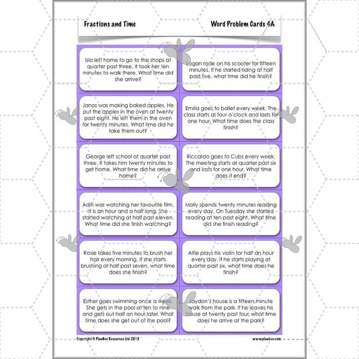 PlanBee Fractions and Time - Year 4 Primary Maths Resources