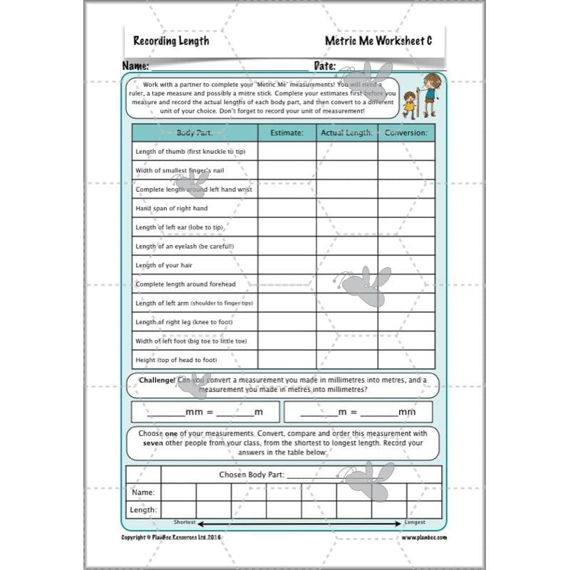 PlanBee Recording Length - Measurement Maths Lessons for Year 4
