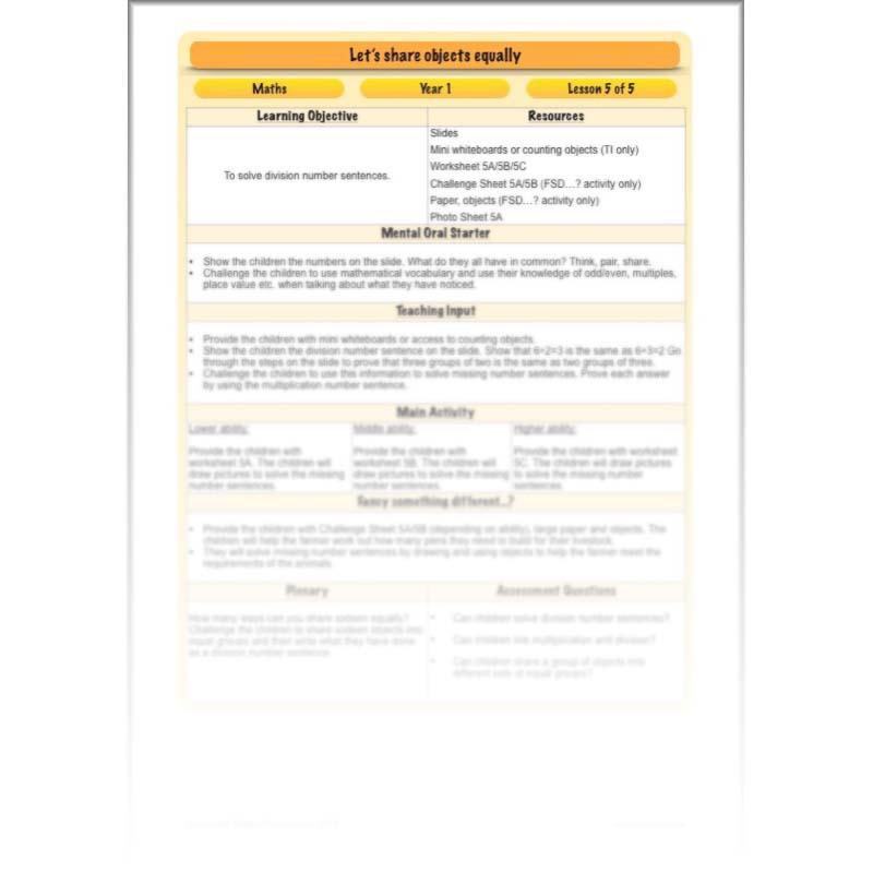 PlanBee Let's share objects equally: Year 1 multiplication and division