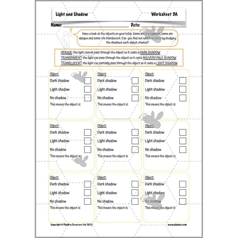 PlanBee Light and Shadow Year 3 Planning Pack by PlanBee