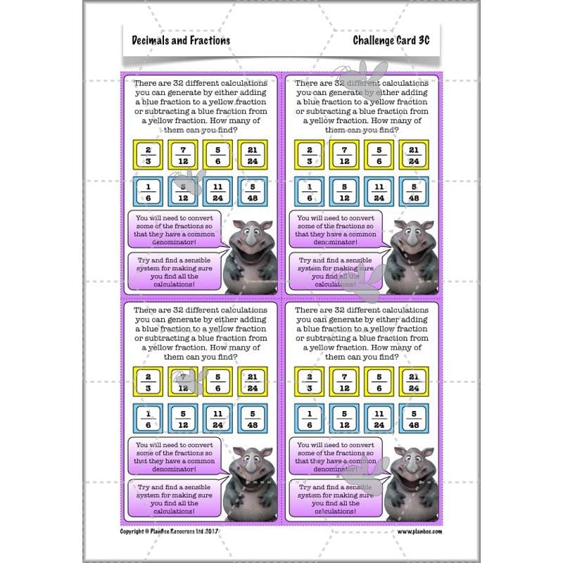 PlanBee Decimals & Fractions - Complete Set of Five Lessons for Year 5