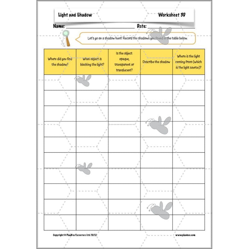 PlanBee Light Year 3 Science Planning Pack by PlanBee