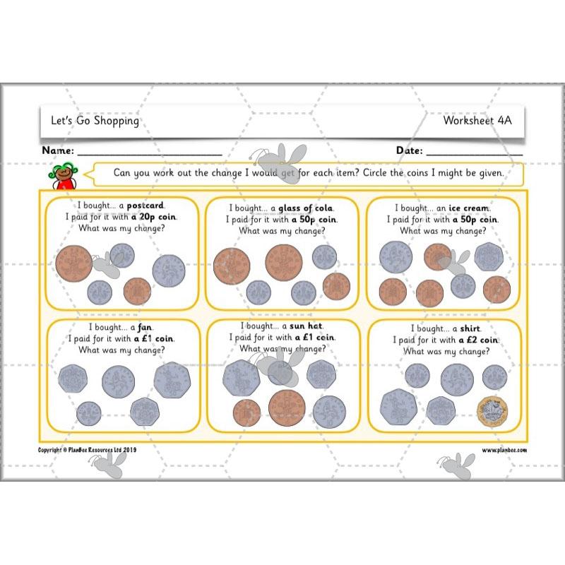 PlanBee Let's Go Shopping: Year 2 Money Maths Activities