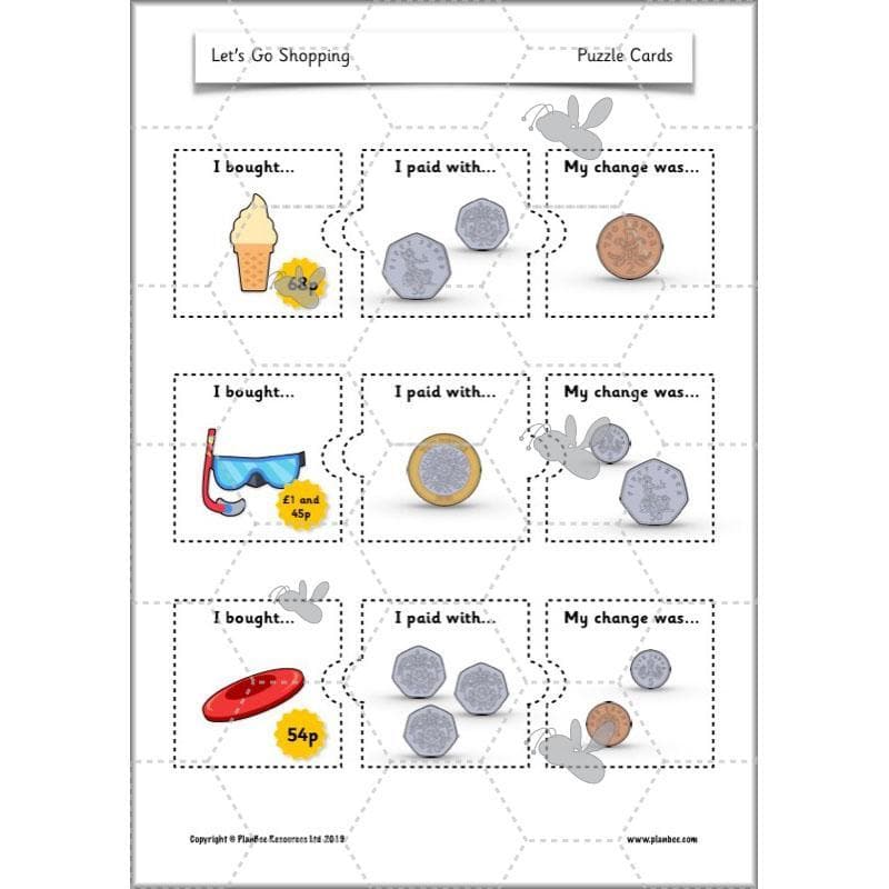 PlanBee Let's Go Shopping: Year 2 Money Maths Activities