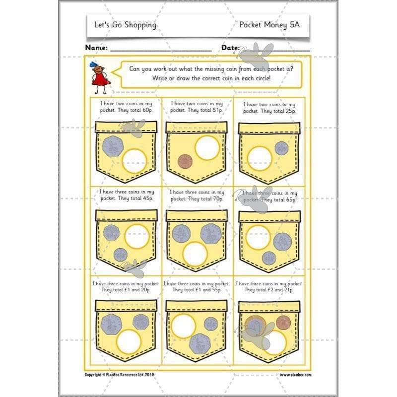 PlanBee Let's Go Shopping: Year 2 Money Maths Activities