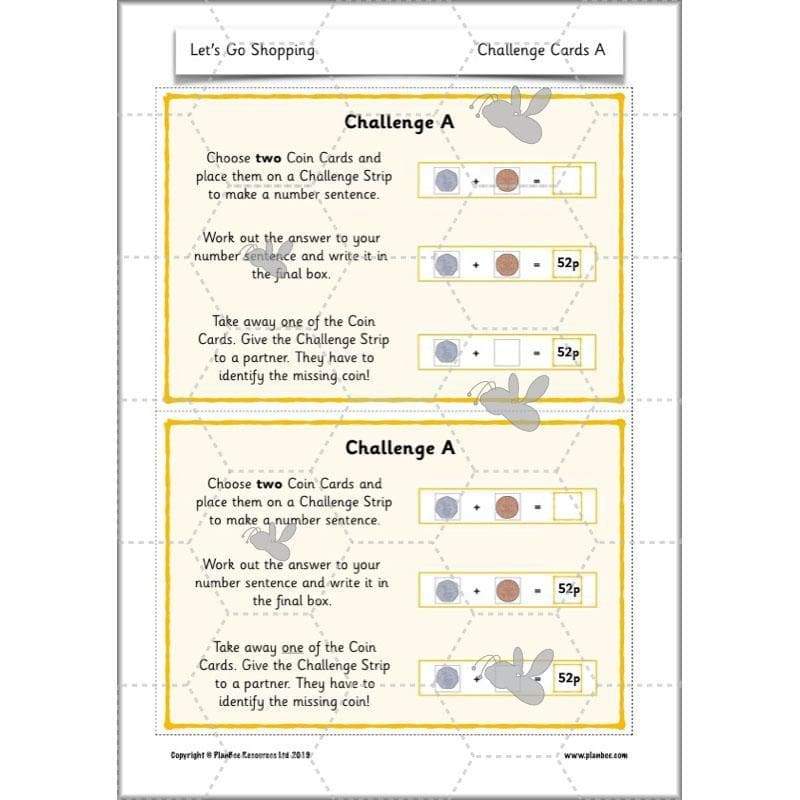 PlanBee Let's Go Shopping: Year 2 Money Maths Activities