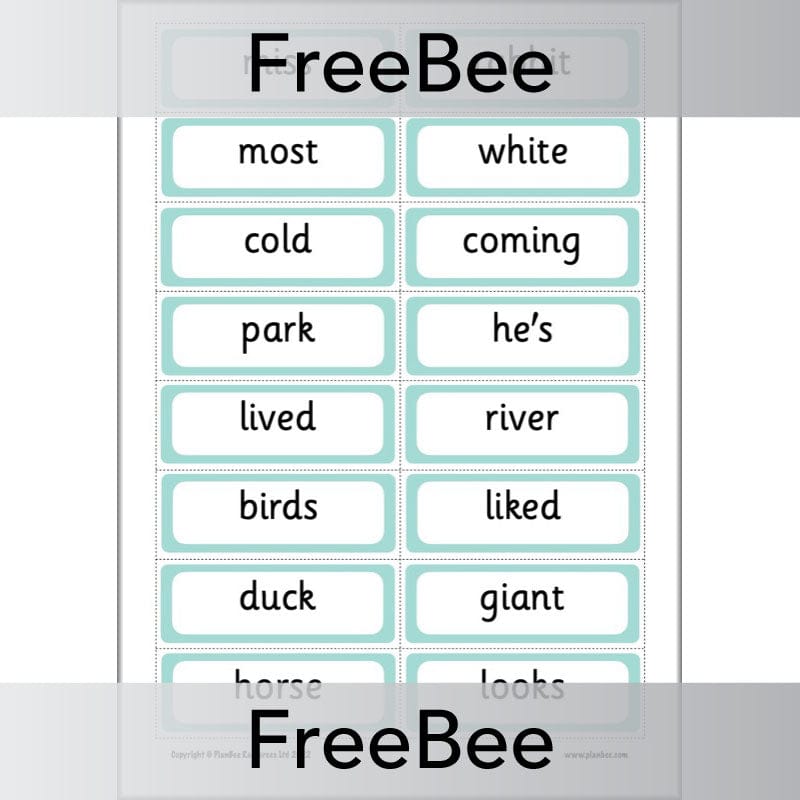 PlanBee FREE 200 High Frequency Words Flashcards | PlanBee