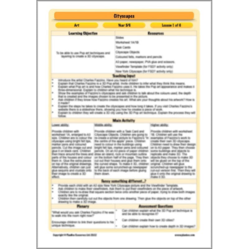 PlanBee Cityscapes Art Lessons for KS2 created by PlanBee