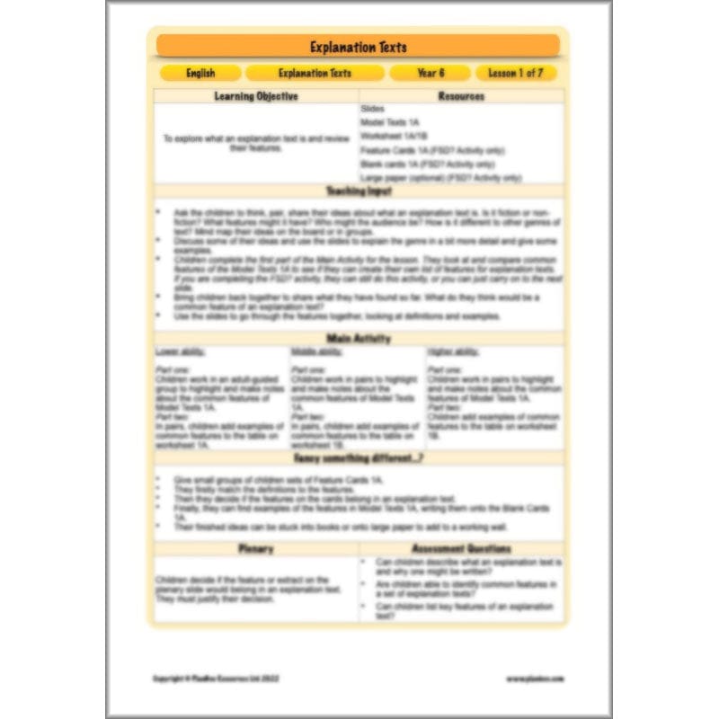 PlanBee Explanation Texts Year 6 - PlanBee English