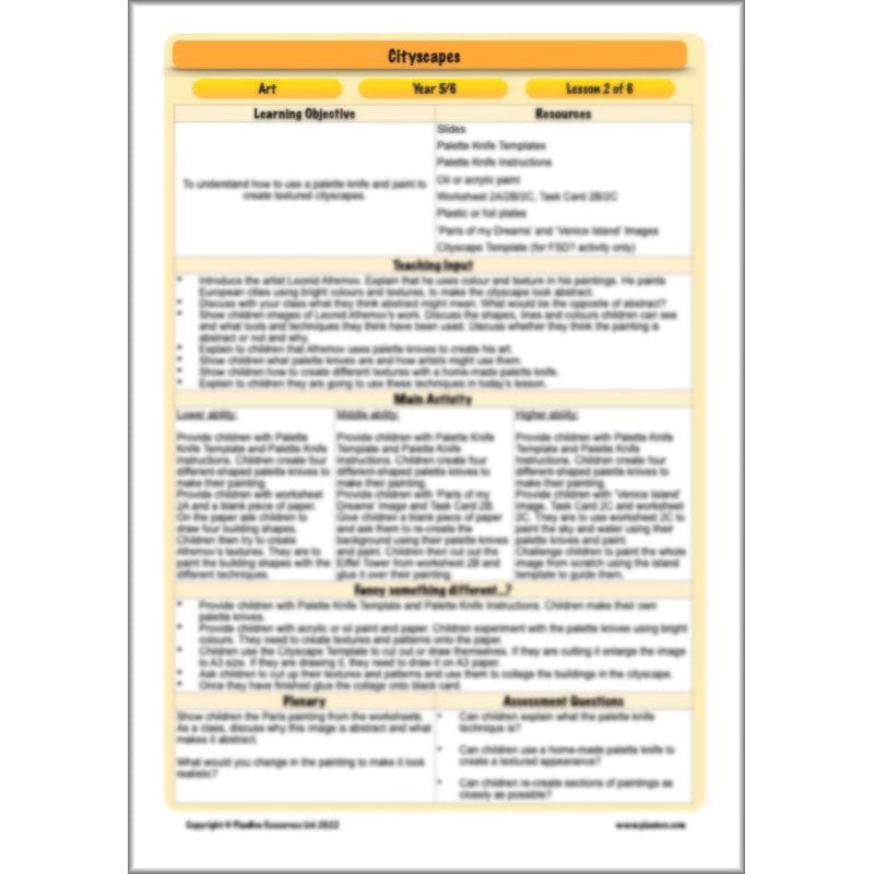 PlanBee Cityscapes Art Lessons for KS2 created by PlanBee