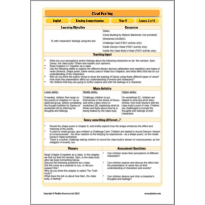 PlanBee Cloud Busting KS2 English Lessons | PlanBee