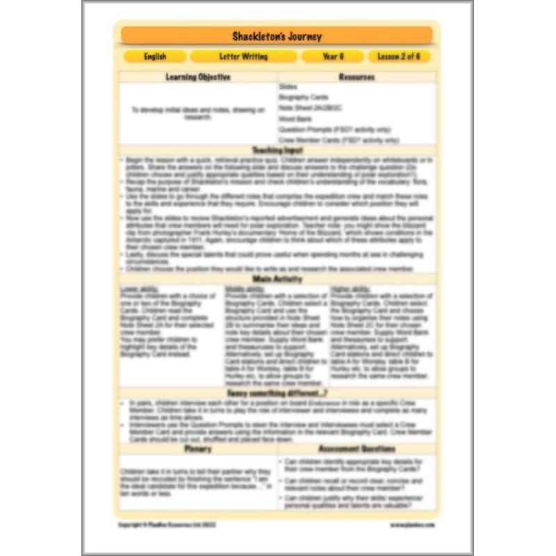 PlanBee Shackleton's Journey KS2 English Planning | PlanBee