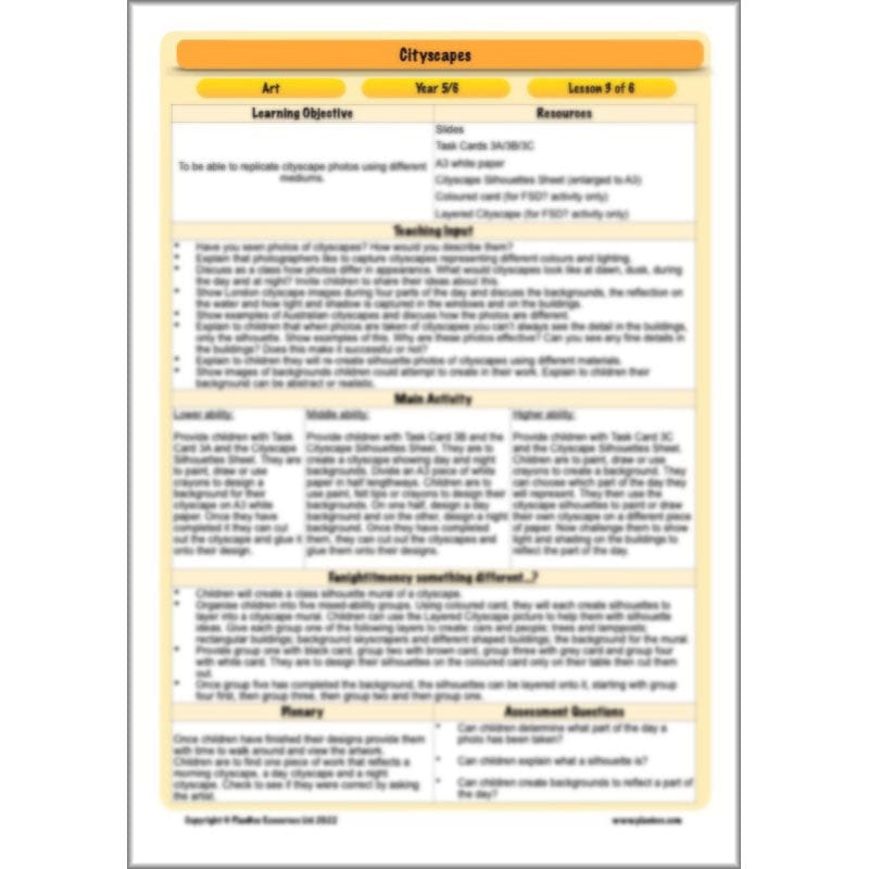 PlanBee Cityscapes Art Lessons for KS2 created by PlanBee