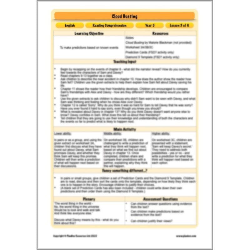 PlanBee Cloud Busting KS2 English Lessons | PlanBee