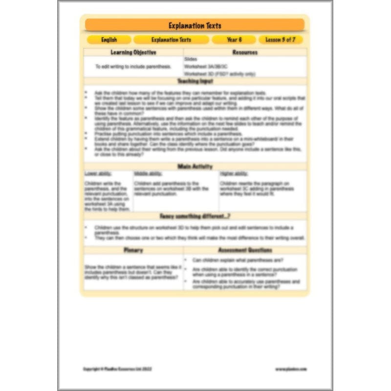 PlanBee Explanation Texts Year 6 - PlanBee English