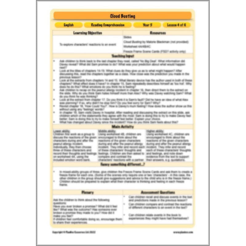 PlanBee Cloud Busting KS2 English Lessons | PlanBee