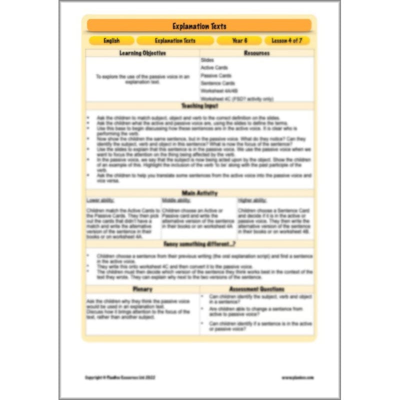 PlanBee Explanation Texts Year 6 - PlanBee English
