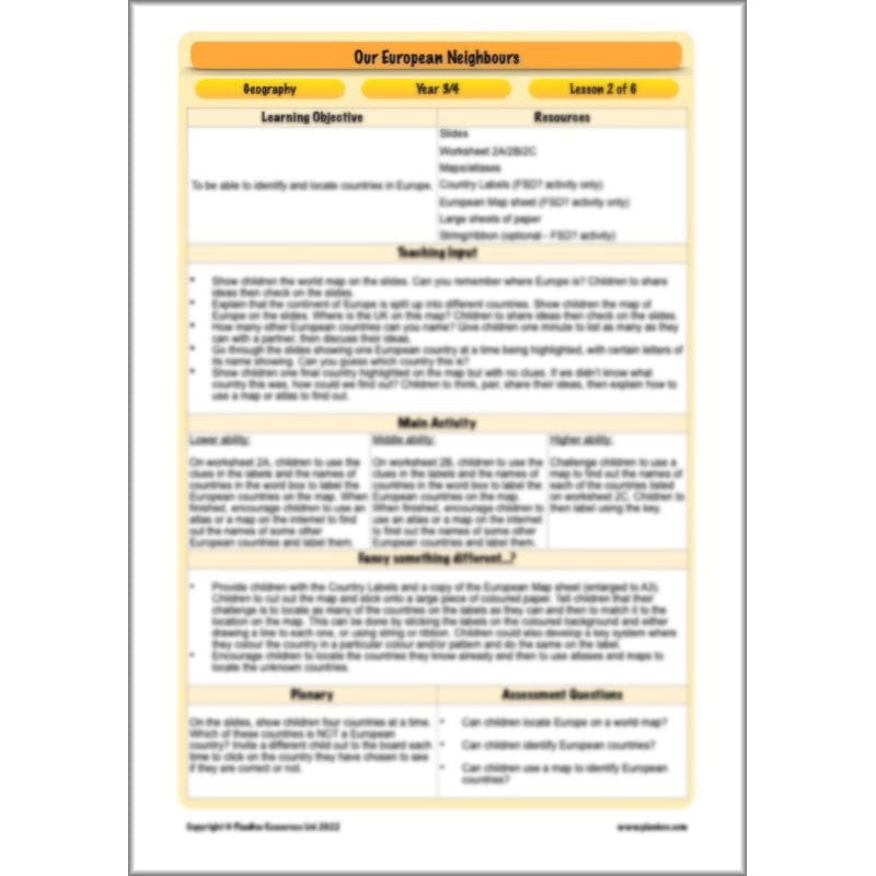PlanBee Our European Neighbours | Europe KS2 Lesson Plans and Resources