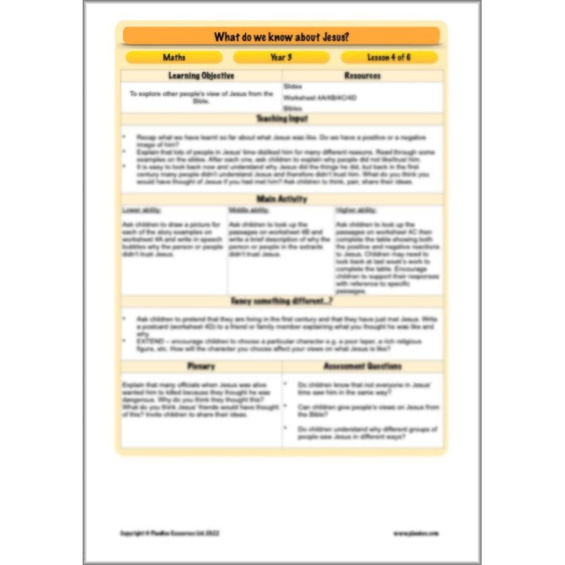 PlanBee What do we know about Jesus? KS2 Year 3 RE Lessons by PlanBee