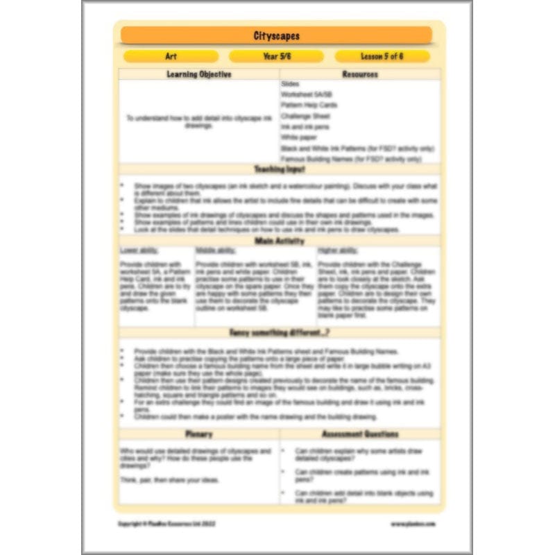 PlanBee Cityscapes Art Lessons for KS2 created by PlanBee