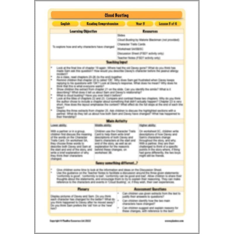 PlanBee Cloud Busting KS2 English Lessons | PlanBee