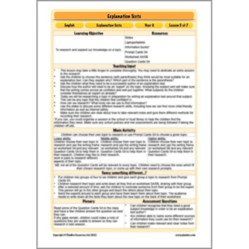 PlanBee Explanation Texts Year 6 - PlanBee English