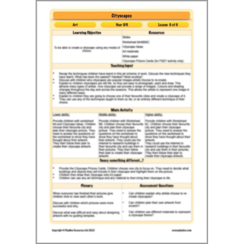 PlanBee Cityscapes Art Lessons for KS2 created by PlanBee