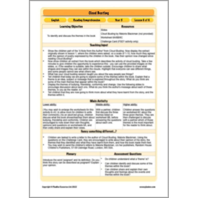 PlanBee Cloud Busting KS2 English Lessons | PlanBee