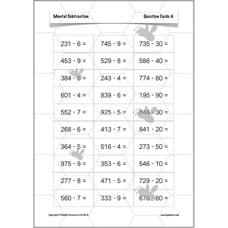 PlanBee Mental Subtraction: Addition and Subtraction Year 3 Maths