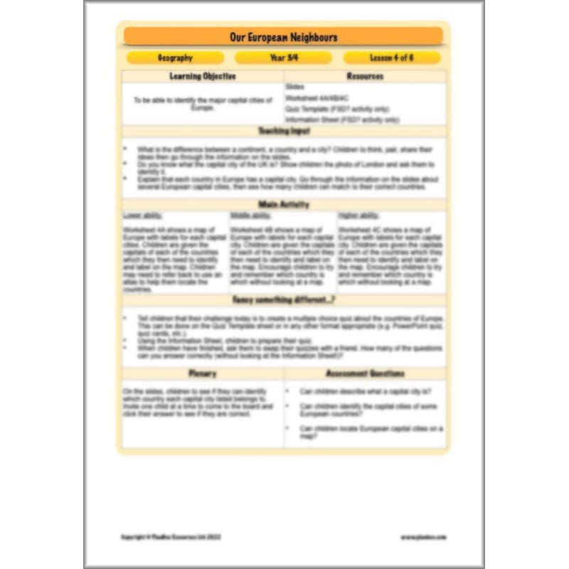 PlanBee Our European Neighbours | Europe KS2 Lesson Plans and Resources