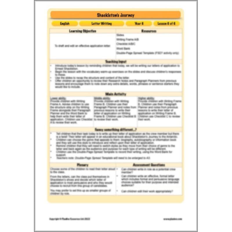 PlanBee Shackleton's Journey KS2 English Planning | PlanBee