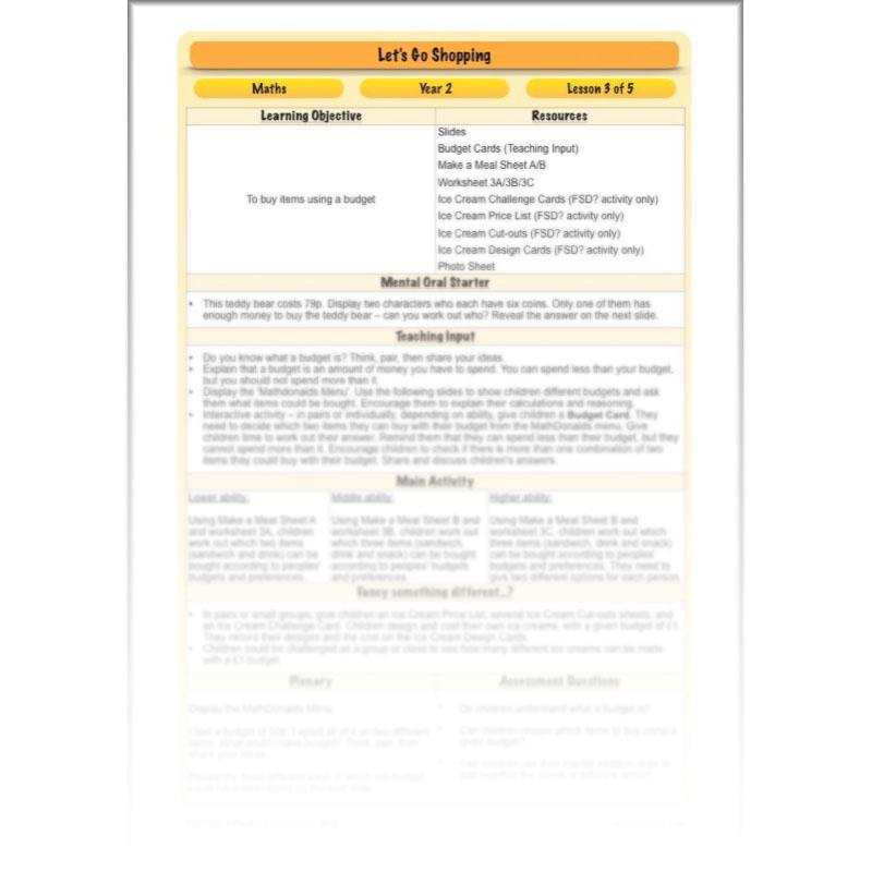 PlanBee Let's Go Shopping: Year 2 Money Maths Activities