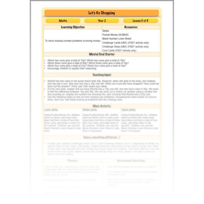 PlanBee Let's Go Shopping: Year 2 Money Maths Activities