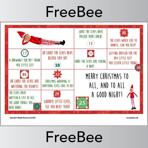PlanBee FREE 25 Days of Santa's Little Helpers guide by PlanBee