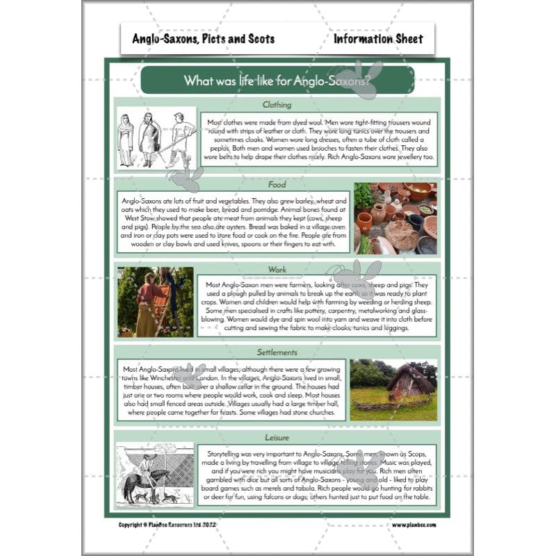 PlanBee Anglo-Saxons, Picts and Scots KS2 | Anglo-Saxons, Picts and Scots Lesson Pack by PlanBee