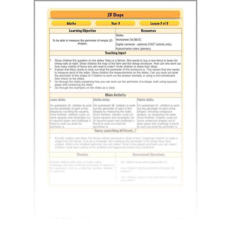 PlanBee 2D Shape Year 3 Maths Lesson Pack by PlanBee