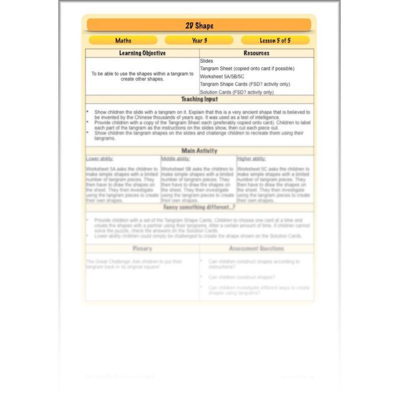 PlanBee 2D Shape Year 3 Maths Lesson Pack by PlanBee