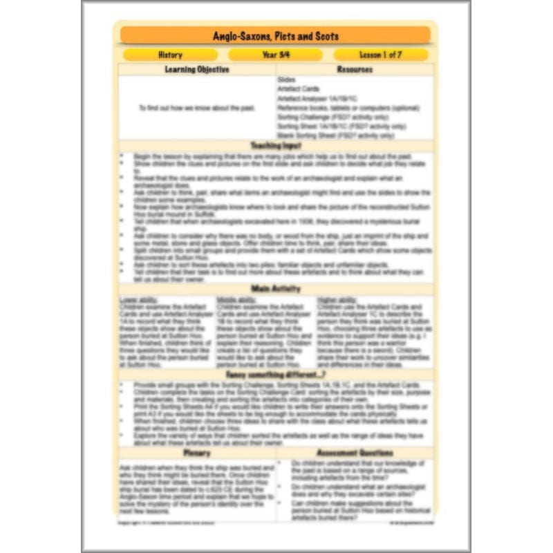 PlanBee Anglo-Saxons, Picts and Scots KS2 | Anglo-Saxons, Picts and Scots Lesson Pack by PlanBee