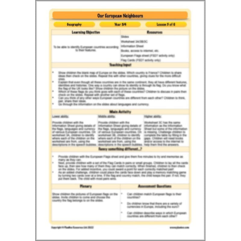 PlanBee Our European Neighbours | Europe KS2 Lesson Plans and Resources