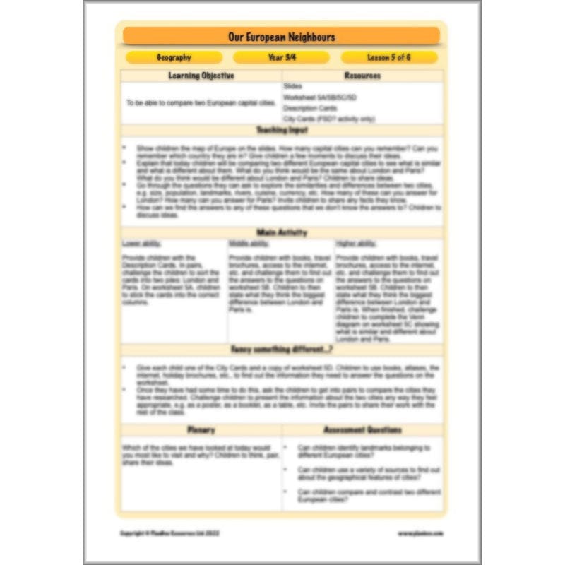 PlanBee Our European Neighbours | Europe KS2 Lesson Plans and Resources