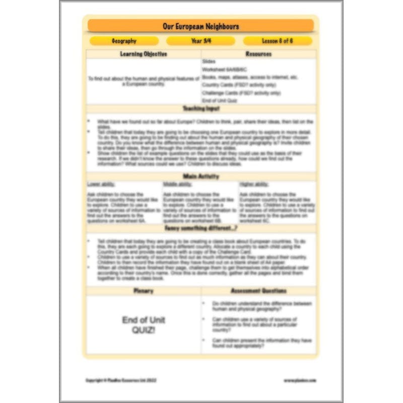 PlanBee Our European Neighbours | Europe KS2 Lesson Plans and Resources