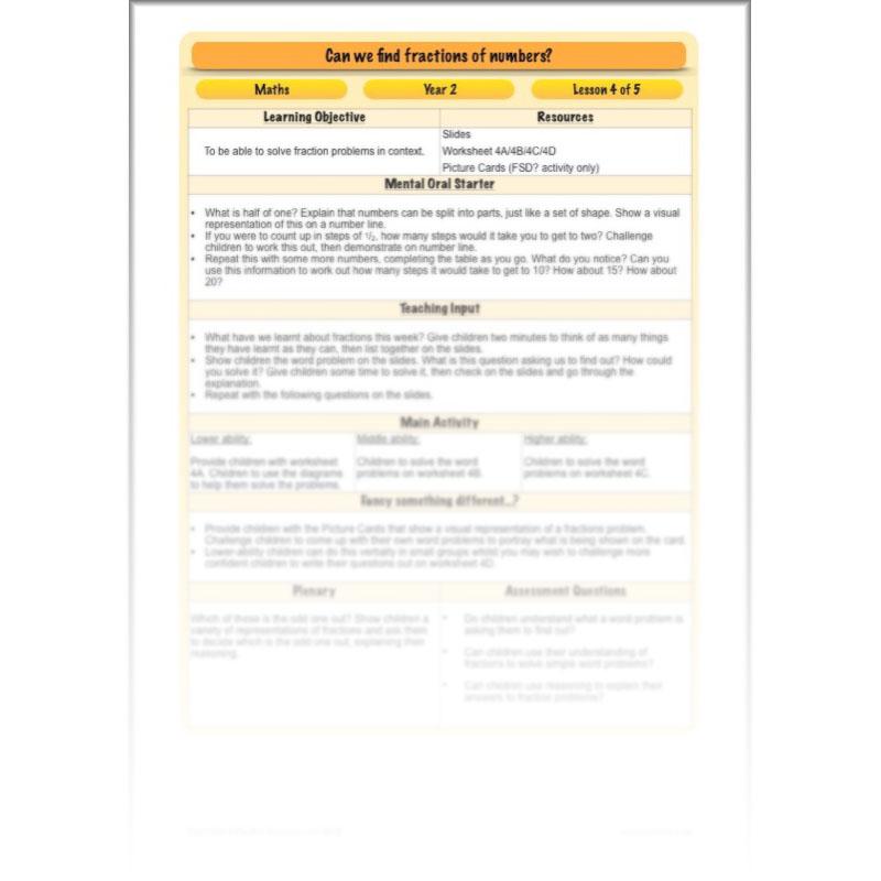 PlanBee Can we find fractions of numbers? Year 2 Fractions Planning