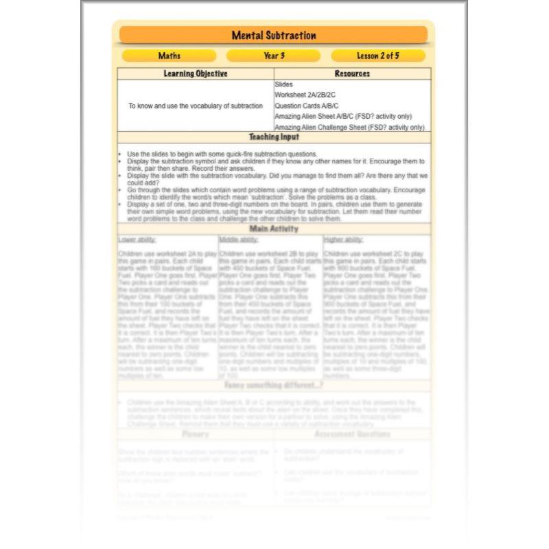 PlanBee Mental Subtraction: Addition and Subtraction Year 3 Maths