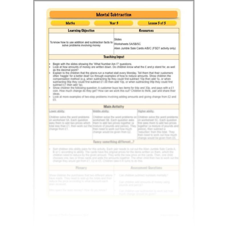 PlanBee Mental Subtraction: Addition and Subtraction Year 3 Maths