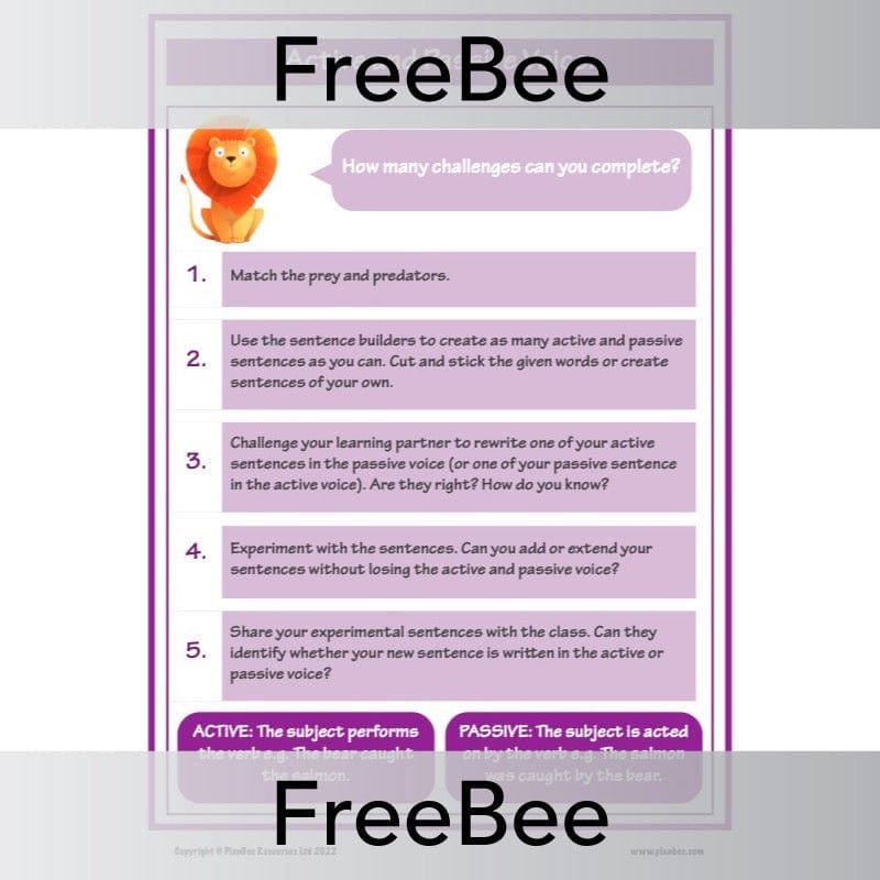 PlanBee FREE Active and Passive Voice Game by PlanBee