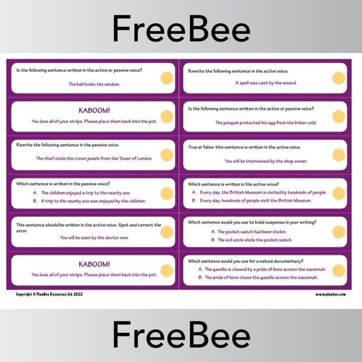 FREE Active and Passive Voice Kaboom! by PlanBee