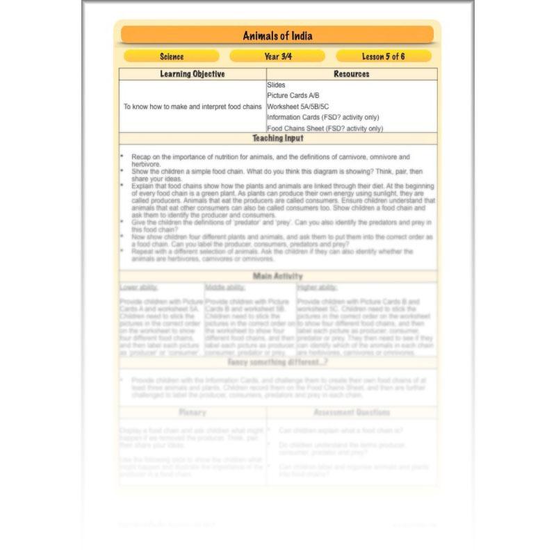 PlanBee Animals of India complete Science scheme of work for KS2