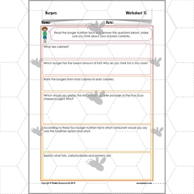 PlanBee KS2 Kids Burger Recipe Lessons by PlanBee