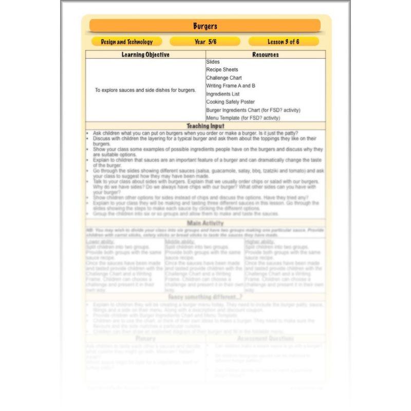 PlanBee KS2 Kids Burger Recipe Lessons by PlanBee