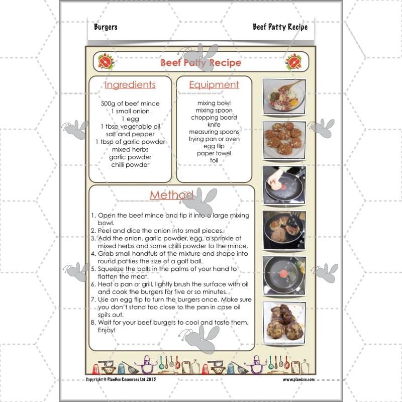 PlanBee KS2 Kids Burger Recipe Lessons by PlanBee
